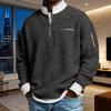 Men Waffle Sweatshirt Quarter Zip Stand Collar Casual Pullover Color Block Long Sleeve Top for Office Street Gym Wear