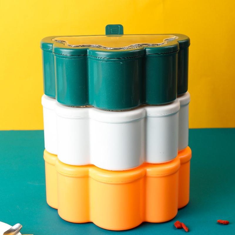 6-in-1 Seasoning Box Set Pepper Sugar Bowl Salt Spices Stirring Storage Jars Gadget Kitchen Accessories Condiment Container Jar