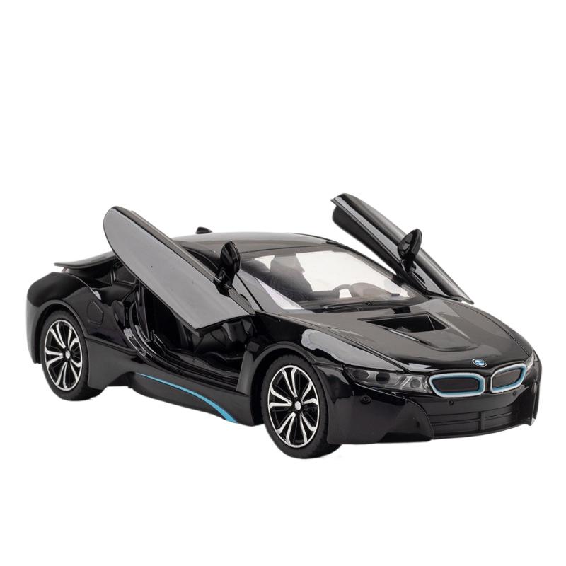 1/22 BMW I8 New Energy Car Alloy Sports Car Model Diecast Metal Racing Car Vehicles Model Simulation Sound Light Childrens Toys Gift