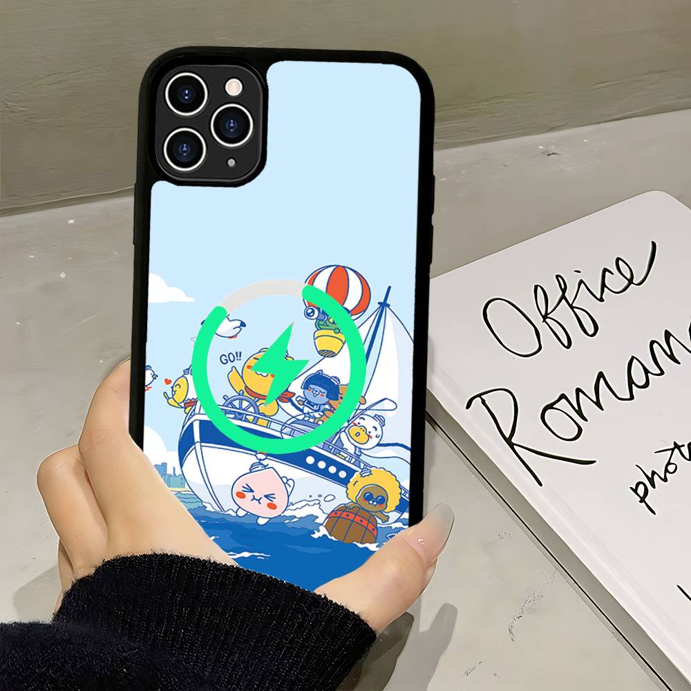Cartoon K-KAKAO CUTE F-FRIENDS Magnetic Phone Case For IPhone 16 15 14 13 12 11 17 Pro Max Plus Wireless Charge Cover