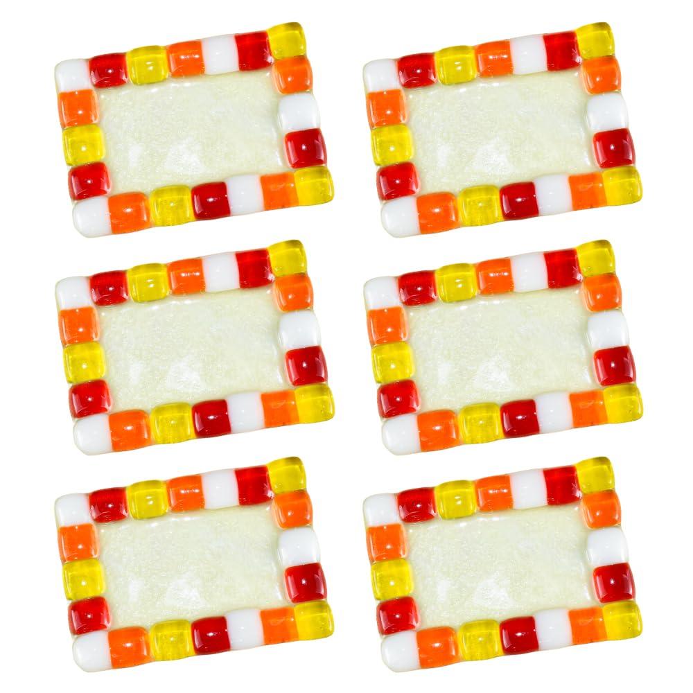 Fourcart Cute Handmade Glass Crafts NEW [Mosaic Tray, Square Mini, Red] X 6-Piece Set
