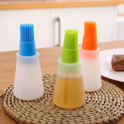 1 pz Bottiglia di olio di silicone portatile con pennello Pennelli per olio da griglia Olio liquido Pasticceria Cucina Cottura Barbecue Strumento Attrezzi da cucina per barbecue