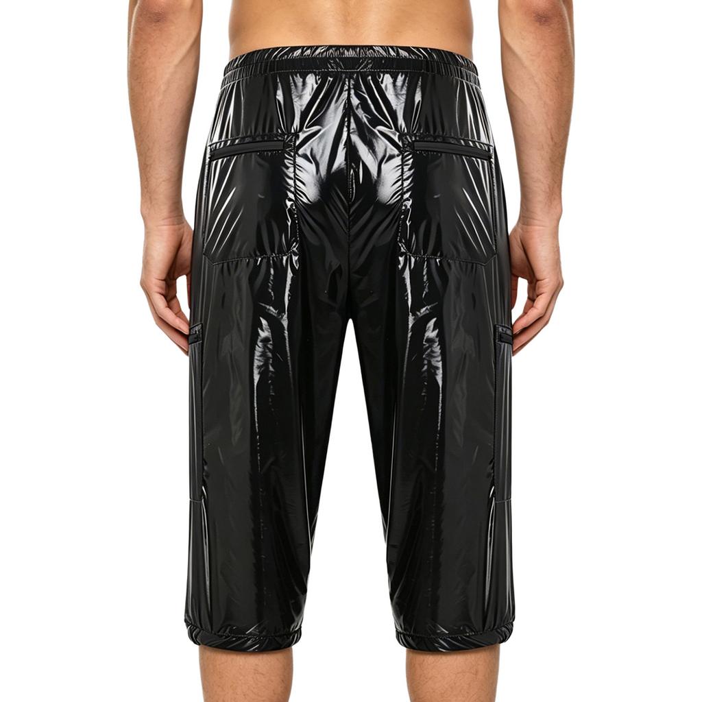 S-3XL Mens Outdoor Workout Shorts Waterproof Cargo Style Multi Pocket Elastic Waistband Overalls Capri Pants for Beach Club