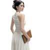 French Collar Neck Sleeveless Dress Women's Summer Temperament Waist Thin Long Dress Gentle Vacation Fairy Dress