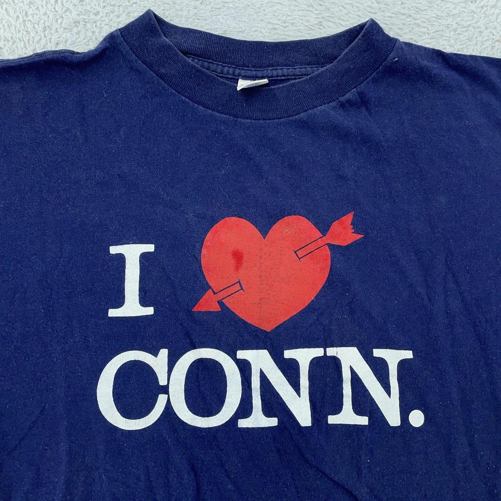 Vintage I Love Conn Connecticut Shirt Mens Small Blue Single Stitch Made USA 80s S