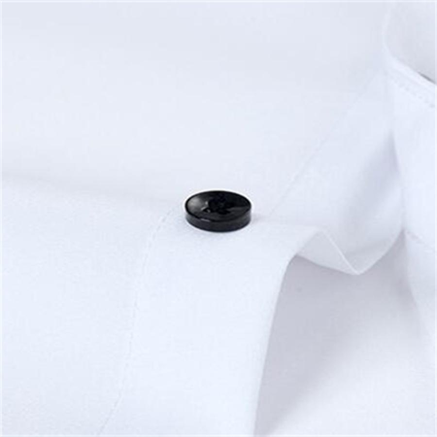 Elastic Non Ironing Men's Long Sleeve Shirt Solid Mercerized Vertical Oversize Men Shirts White Black Blue Top