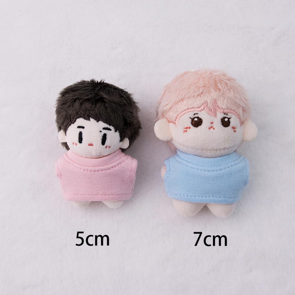 Niannyyhouse 5cm & 7cm Plush Clothes, Plain T-Shirt Set of 2, Cotton Doll Outfits, Accessories, Dress-Up (a1)