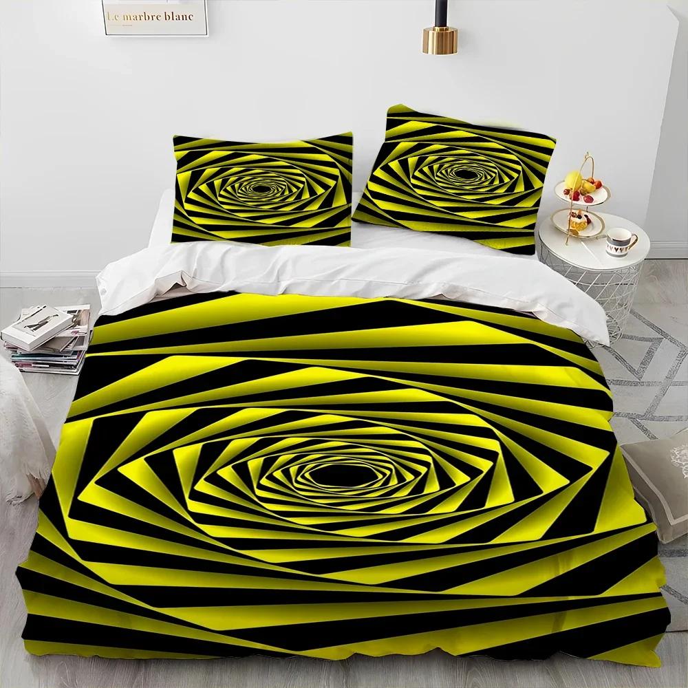 3D Visual Illusion Geometric Duvet Cover Set HD Comforter Cover for Kids Bedding Sets Bedclothes Bedroom Decor
