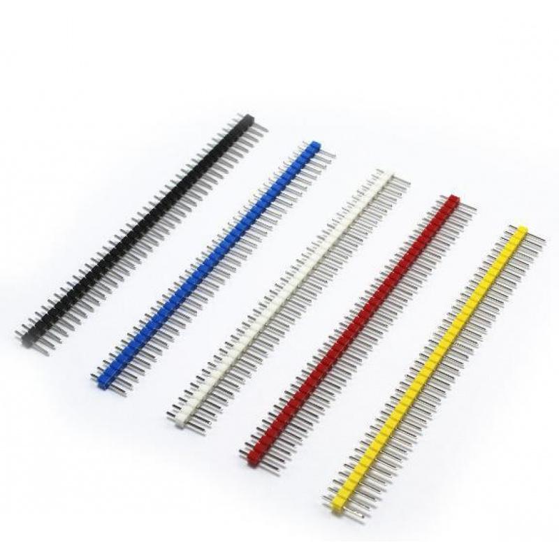 Colorful Single Row Straight Pin Header 2.54mm Pitch 1×40P Electronic Connector 100pcs Lot