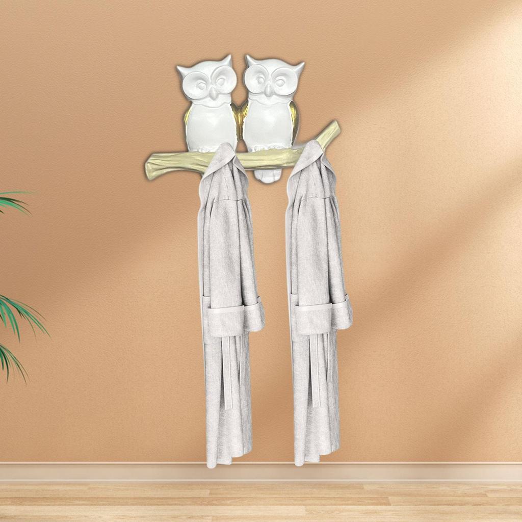 Owl Wall Hook Decoration Cute Artwork Housewarming Gift Owl Figurine Wall Hanging Hooks for House Indoor Office Living Room Key
