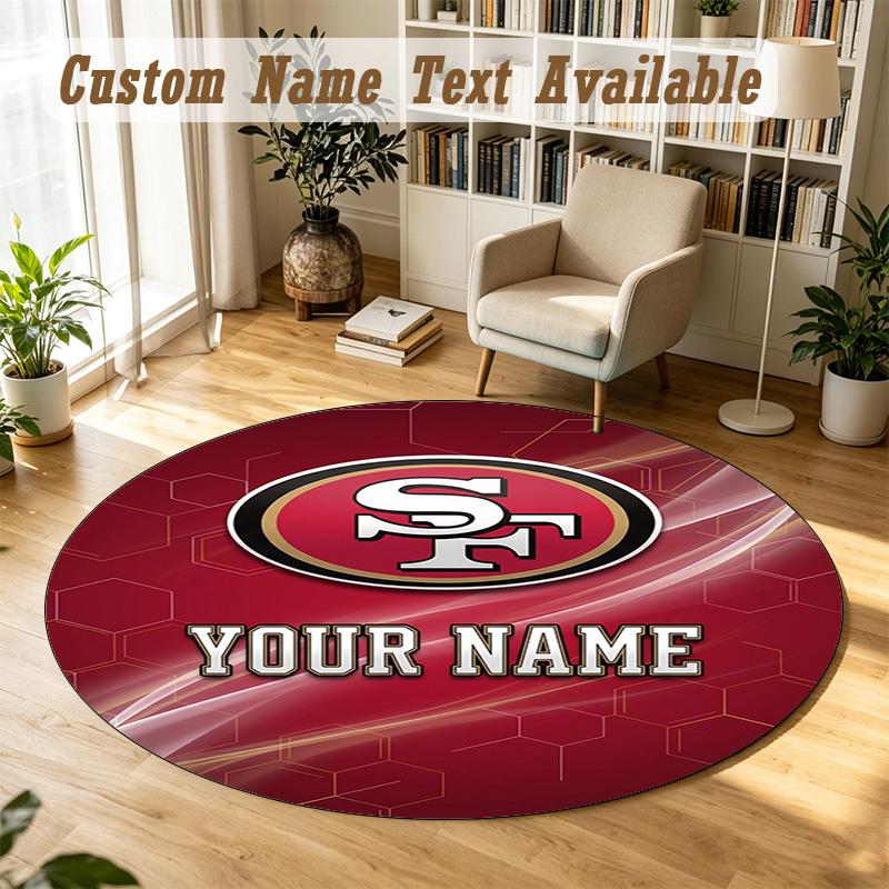 Round Rug Custom NameSan Francisco 49ers Pattern Non Slip Carpet Home Floor Decor