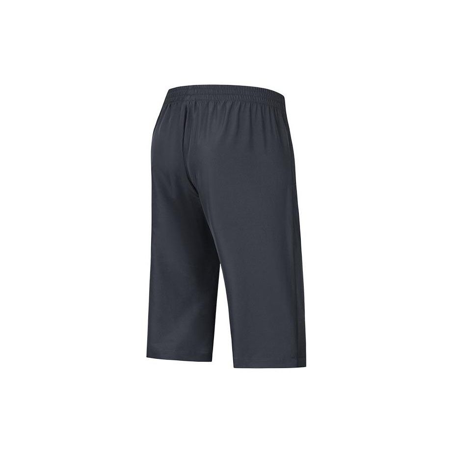 Anta Solid Color Straight Leg Comfortable Versatile Mid Waist Seven Point Casual Shorts Men Shorts Basic-Black 952427511-2