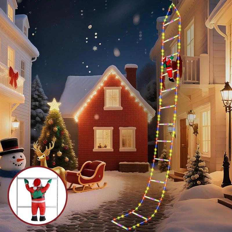 USB 8 Modes LED Lamp Christmas Decoration 3M Santa Claus Climbing Ladder String Lights  for Garden Cristmas Tree New Year Gift