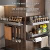 Gun Gray Wall-Mounted Spice Rack: No-Punch, Multifunctional Kitchen Storage Solution