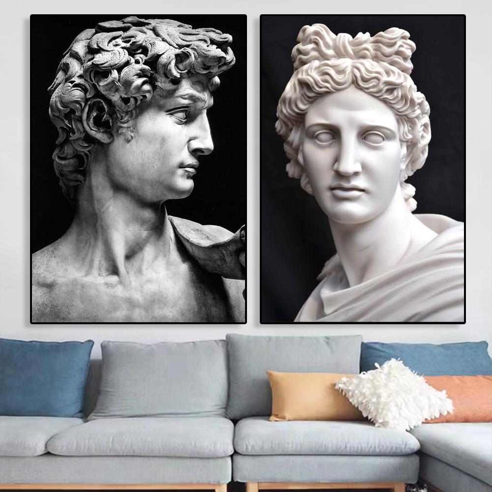 Scultura moderna Pittura su tela Graffiti Stampe artistiche Apollo Marmo David Popolo Poster Immagine di arte della parete per la decorazione della casa della Galleria