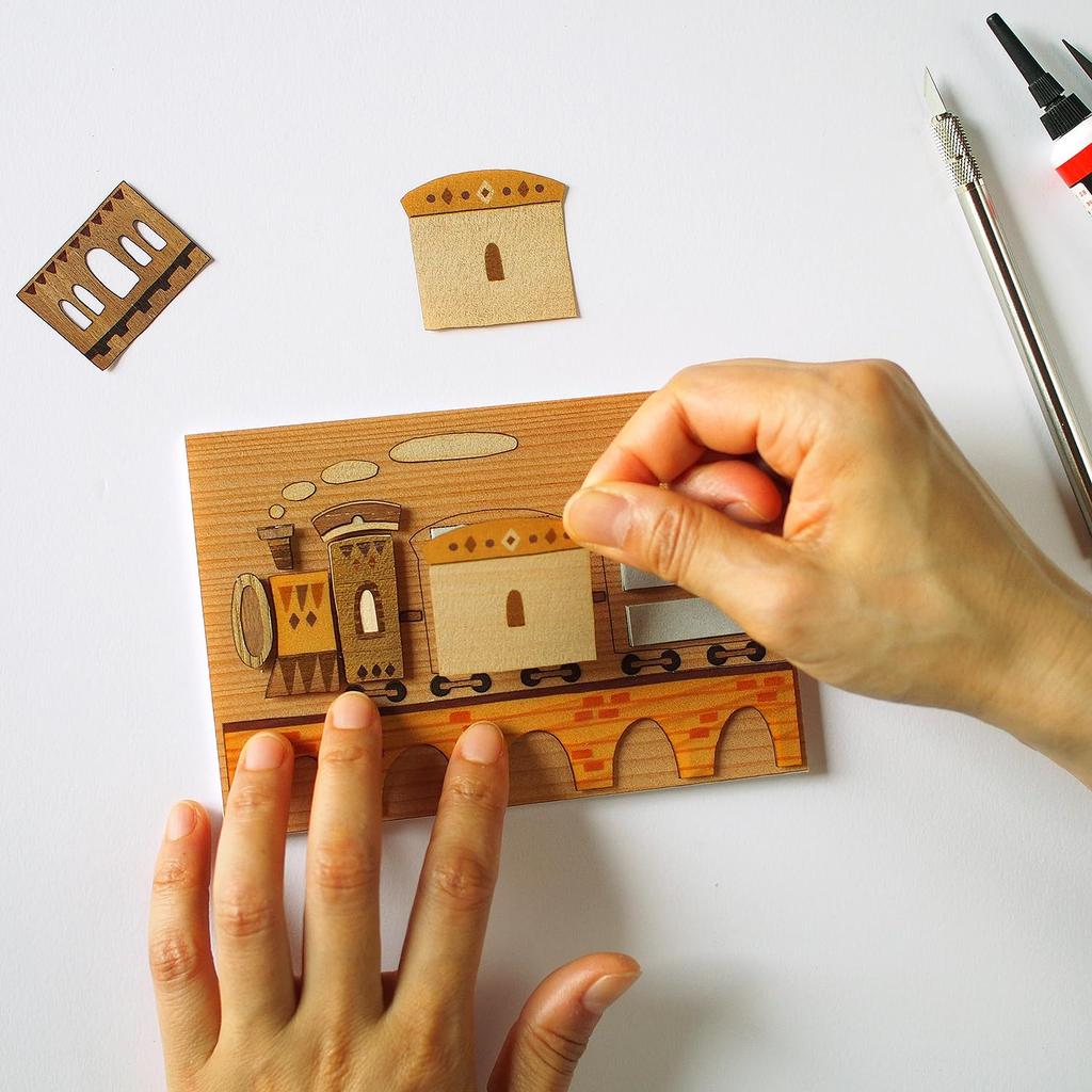 KINOWA Wood Collage Original DIY Kit Vehicle Made in Japan "Train"