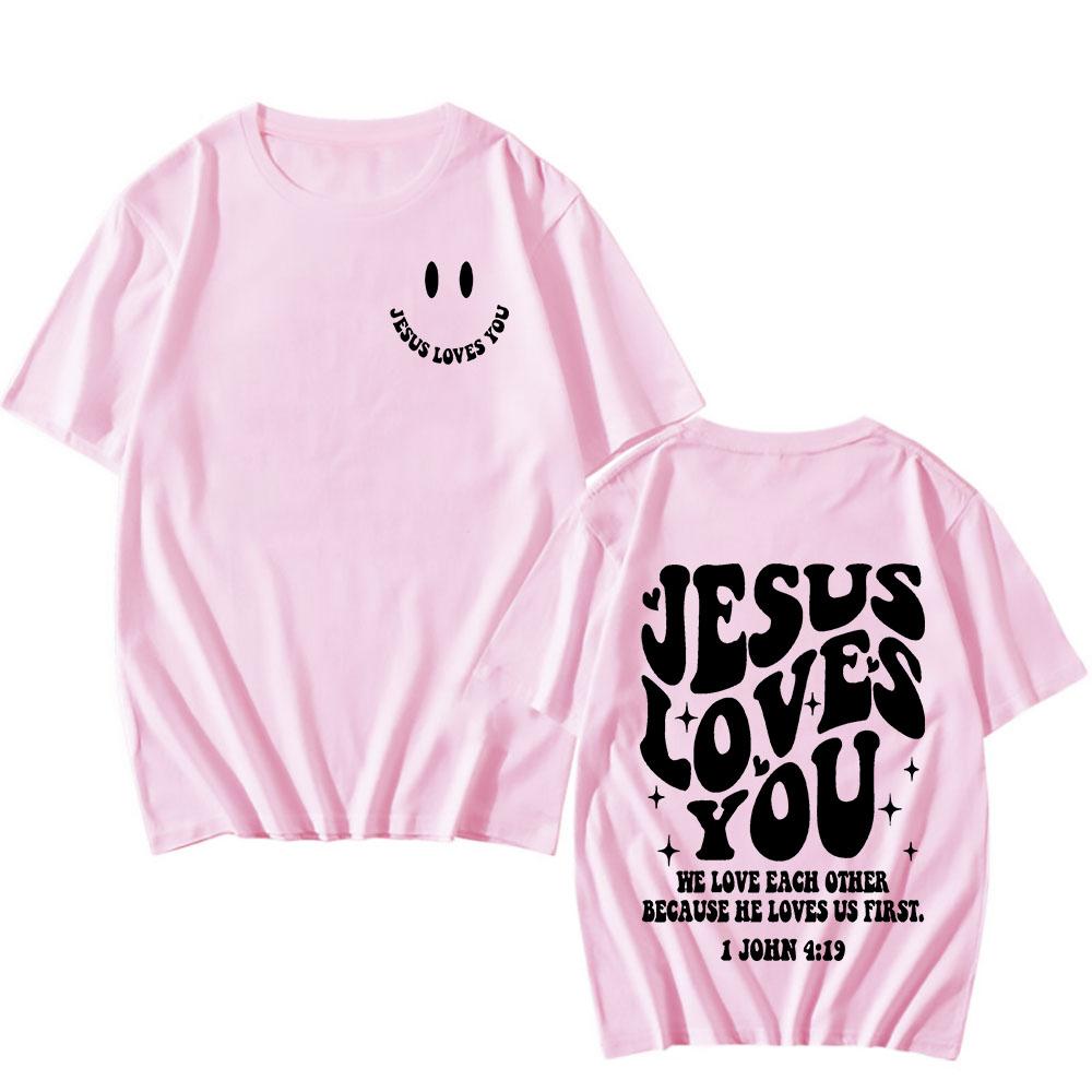 Jesus Loves You Oversized T-Shirt Men Women We Love Each Other Loose Letter Printed Tees Trendy Casual Cotton Aesthetic Tops