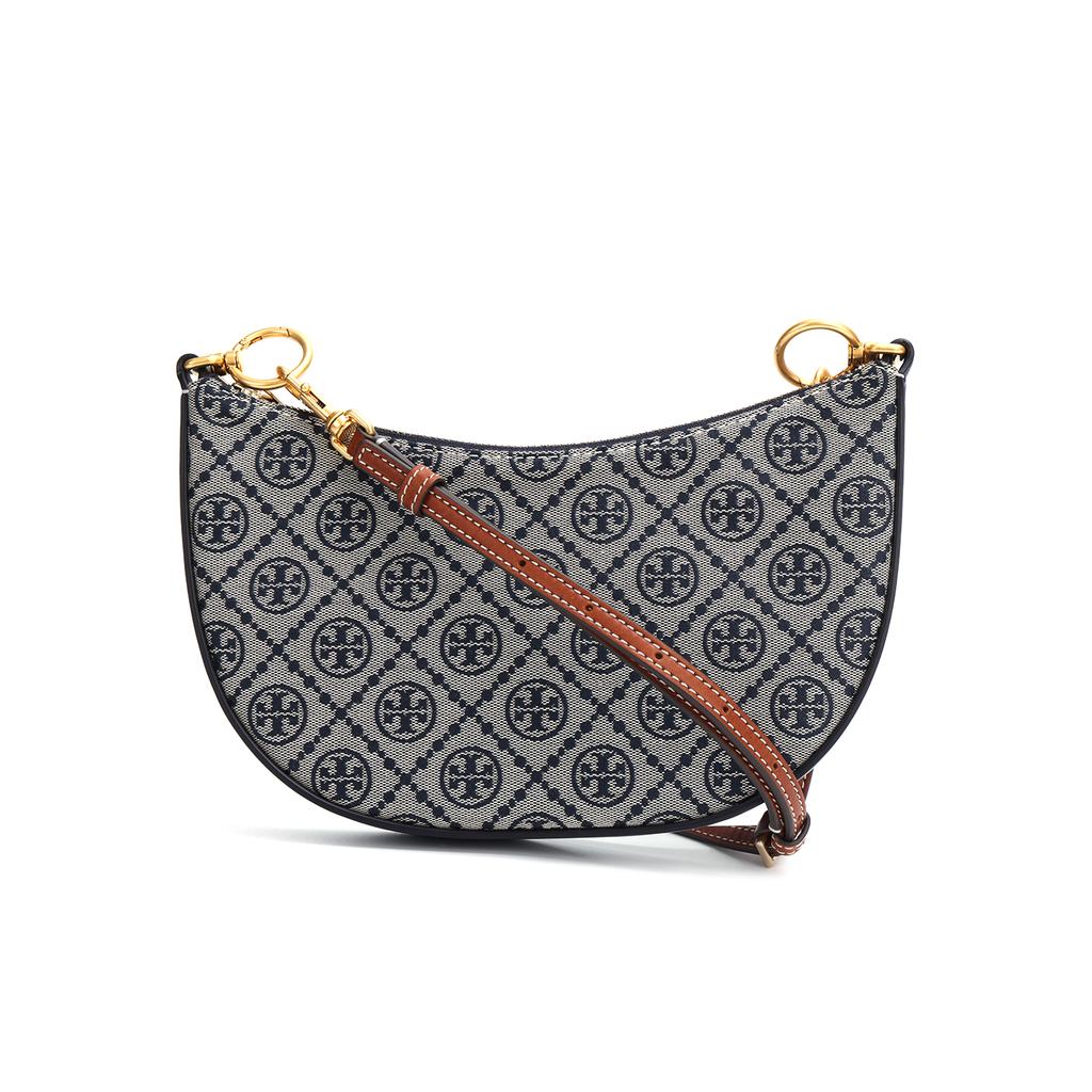 Tory Burch T Monogram All Over Print Denim Jacquard Fabric With Leather And Suede Mini Shoulder Crossbody Bag Women Bags Dark-Blue 79388-405