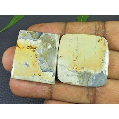 Natural Maligano Jasper 2Pcs Octagon Cabochon Loose Gemstone 110Cts. 30-32MM SK-3489