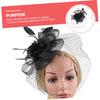 Milisten Decorative Hat with Floral Mesh Headband Cocktail Tea Party Hair Accessory for Women Wedding Special Occasion Black