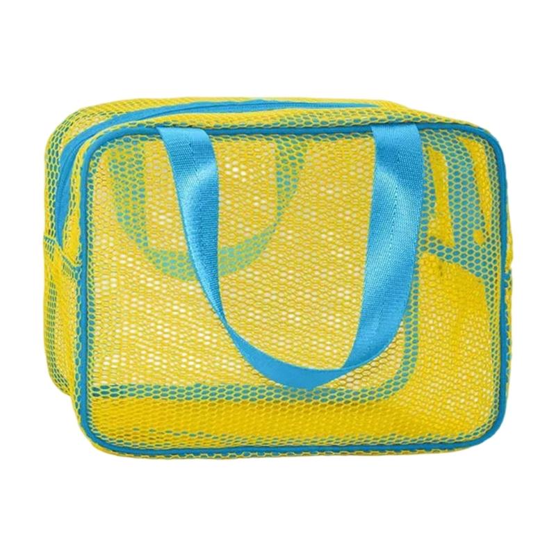 

Reusable Mesh Storage Pouch Cosmetic Organizers For Gym Swim Accessory Sturdy Washable Travel Beach Bag жёлтый