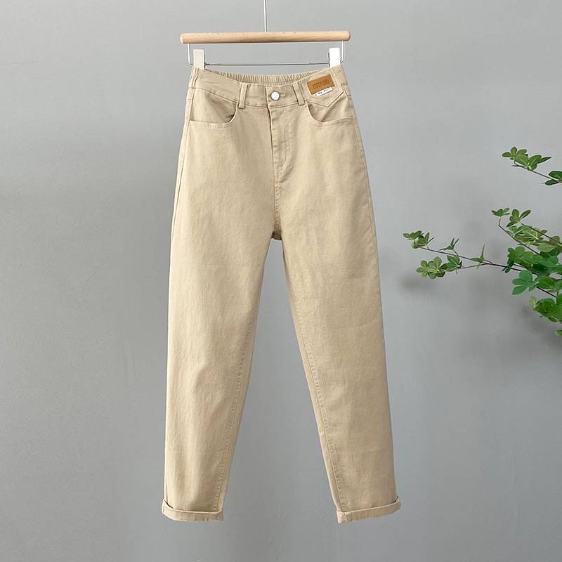 High Elasticity Haren Jeans for Women In The Spring High Waist Loose Versatile Pants