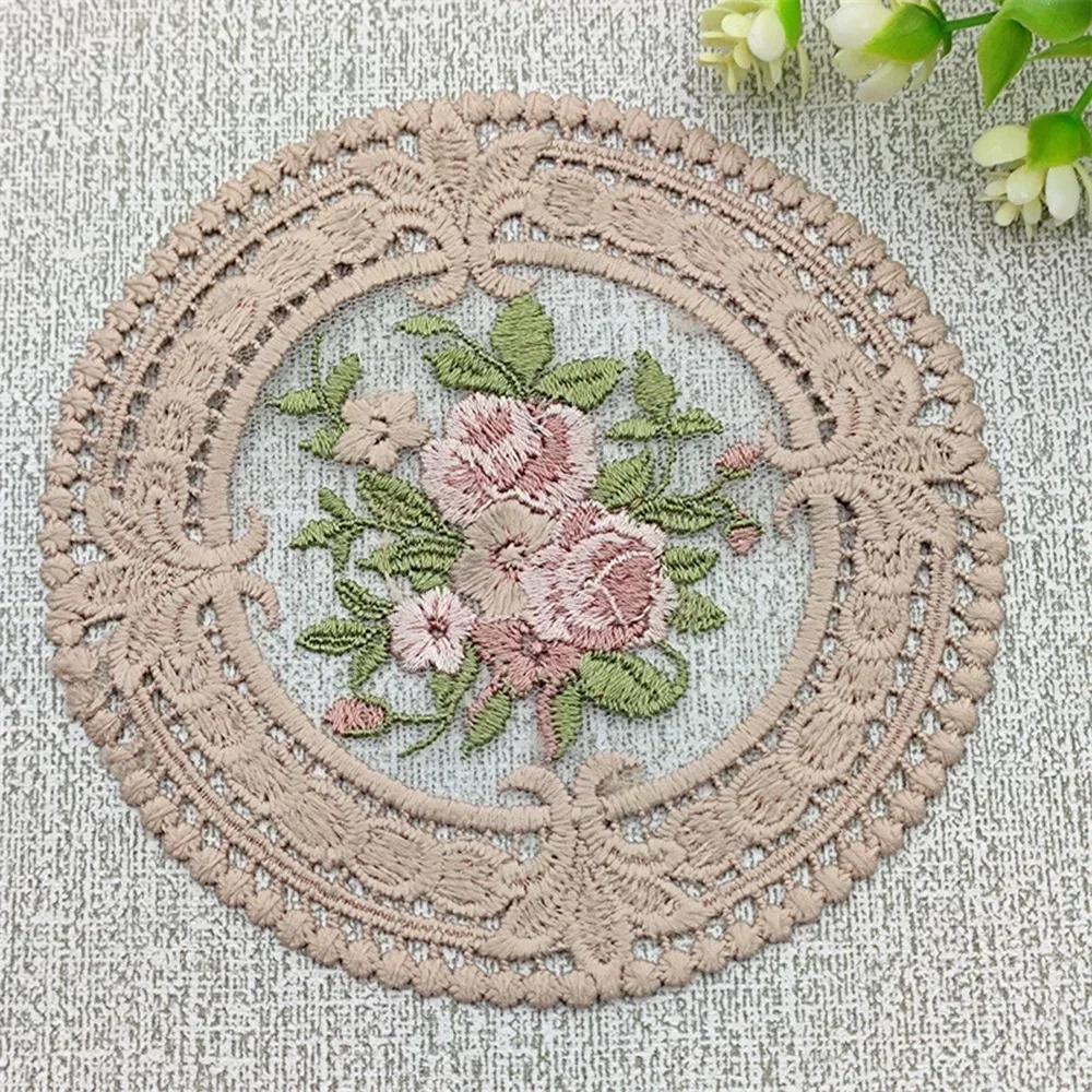 

Lace Idyllic Retro French Embroidered Placemat Coasters Romantic Ins Style Cloth Art Table Kitchen Decoration Small Tablecloth 12 x 12cm