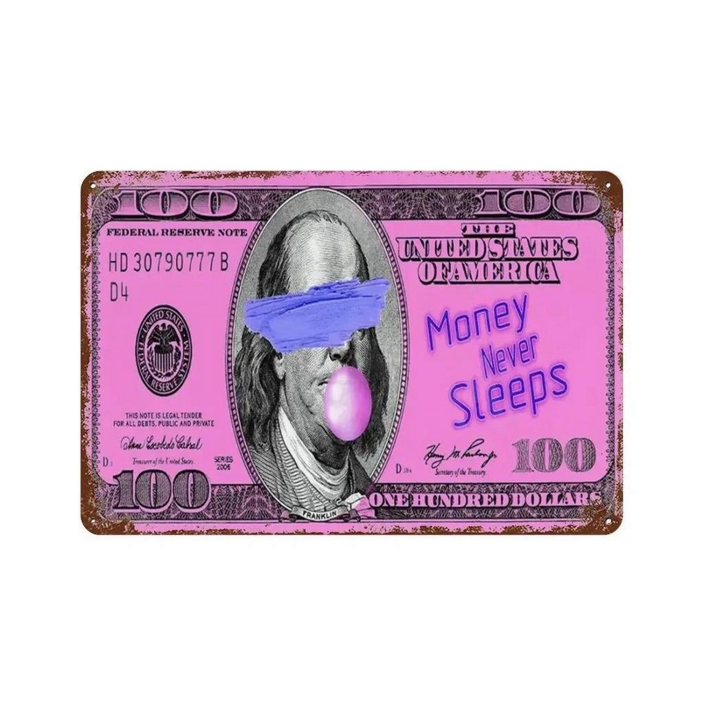 American US Dollars Metal Tin Signs Posters Plate Wall Decor for Restaurant Game Room Garage Bars Cafe Clubs Retro Poster Plaque