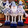 Long Leg Christmas Plush Doll Standing Santa Snowman Reindeer Figure with Stretchable Leg for Holiday Winter Home Decoration