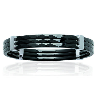 [J3060] - Ceramic Black 'Peaceful' Steel Bracelet - 62 Mm 10 Mm
