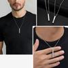 Xiaomi Vnox Stainless Steel Vertical Bar Pendant with White Zircon Necklaces for Men, Adjustable O-chain Metal Slim Dog Tag Jewelry New