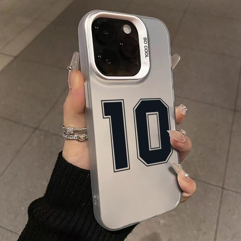 Phone Case For iPhone 16 15 14 Pro Max 11 12 13 Pro 7 8 Plus SE  X XS Lucky Numbers Football Electroplate Shockproof Cover