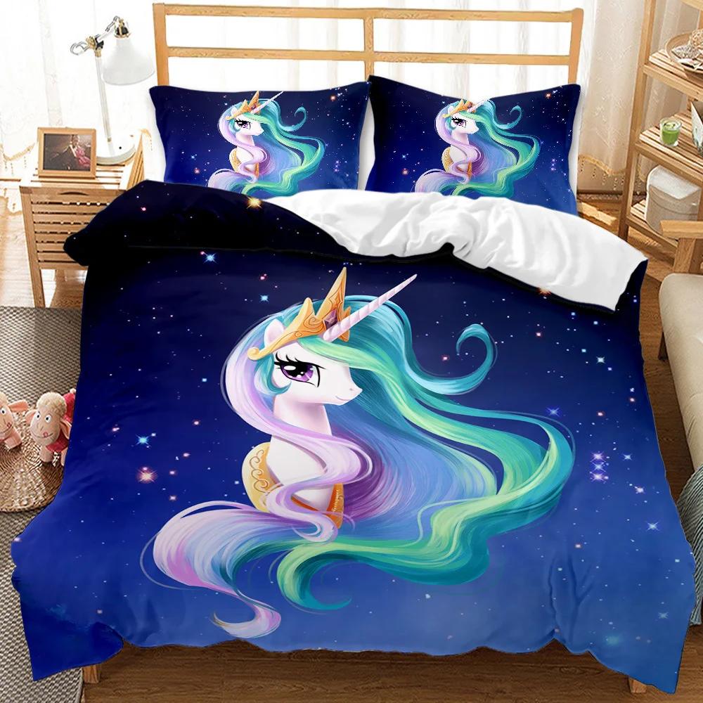 Unicorn Kids Girls Pink 3D Bedding Set Duvet Cover Sale Cartoon Bedcllothes Animal Printed Queen King Size Home Duvet Covers