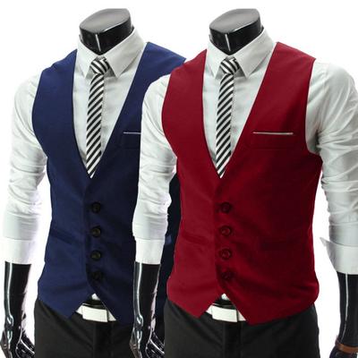 Gilet da Abito Senza Maniche Tasche Semplice Tinta Unita Uomo Formale Lavoro