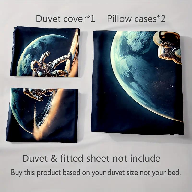 Astronaut Surfing Space. Bedding Duvet Cover Sets Duvet Covers Pillowcases Gifts (1 * Duvet Cover 2 * Pillowcases, Without Duvet Insert)