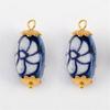 Accessori Orecchini Irregolari in Porcellana Blu Dipinta a Mano Acciaio Inossidabile Materiali per Artigianato