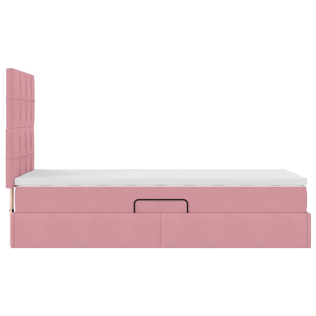 Storage Bed with Mattress Pink 90 x 190 cm Velvet