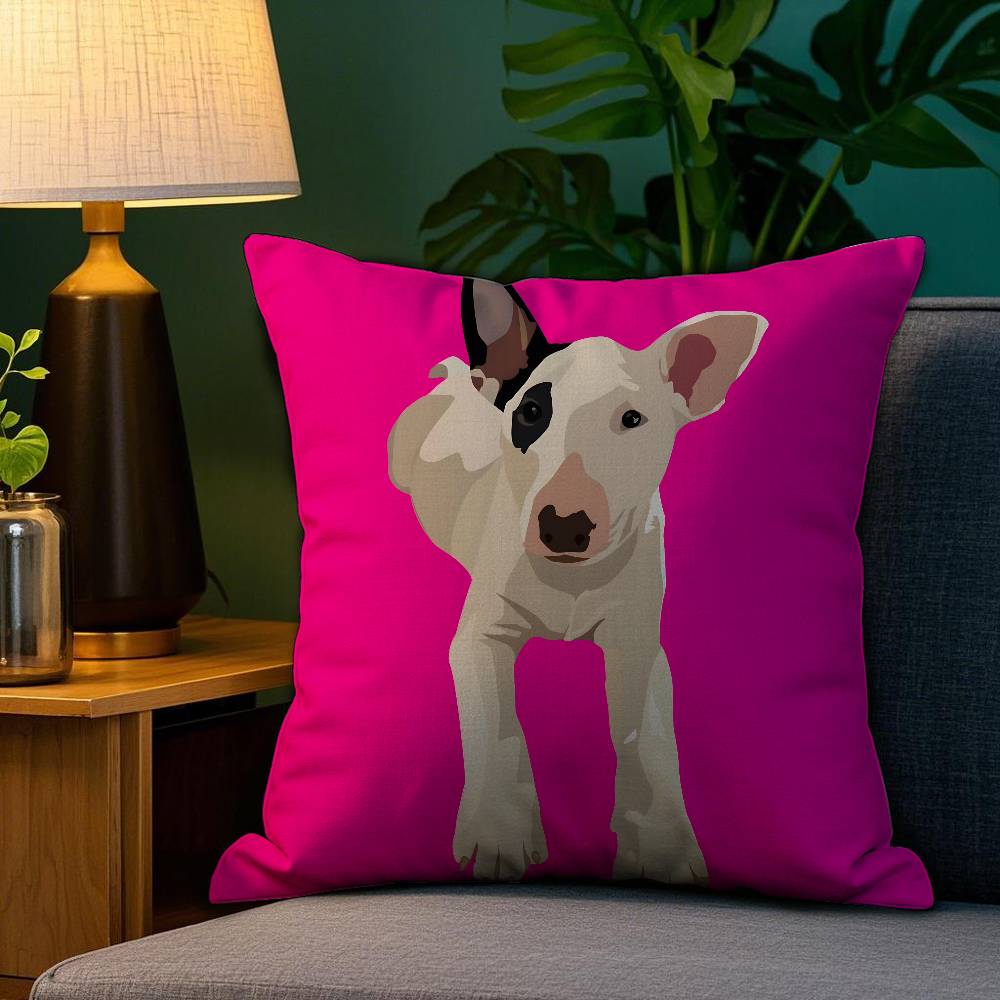 

Мультяшная серия Бультерьер Наволочка Плюшевая ткань Мягкая Двусторонняя печать Чехол для диванной подушки Наволочки для диванных подушек 12x12Inch