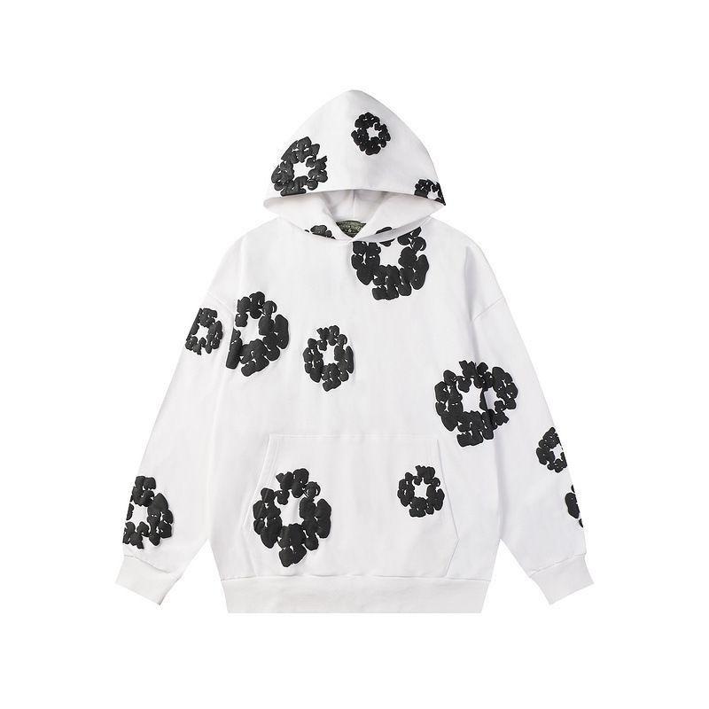 Rudens Juodas Gėlėtas Grafikos Su Gobtuvu Laisvalaikio Džemperis Hoodie