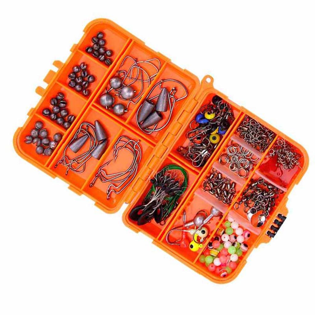 257PCS Fishing Lure Set Metal ABS Corrosion Resistance Anti Winding Fishing Hook Kit for Outdoor with Orange Storage Box