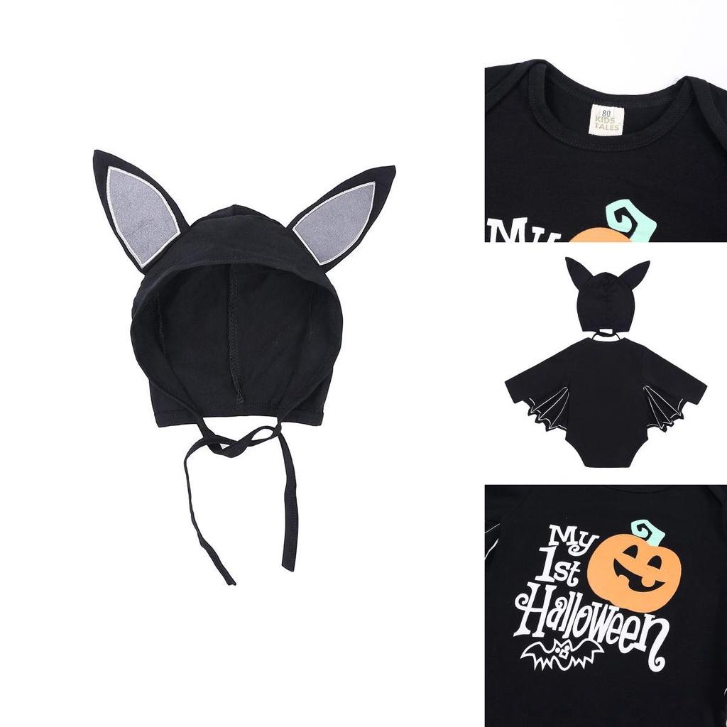 Stylish Toddler Baby Boys Girls Halloween Bat Costume Romper Hat Set For Special Occasions