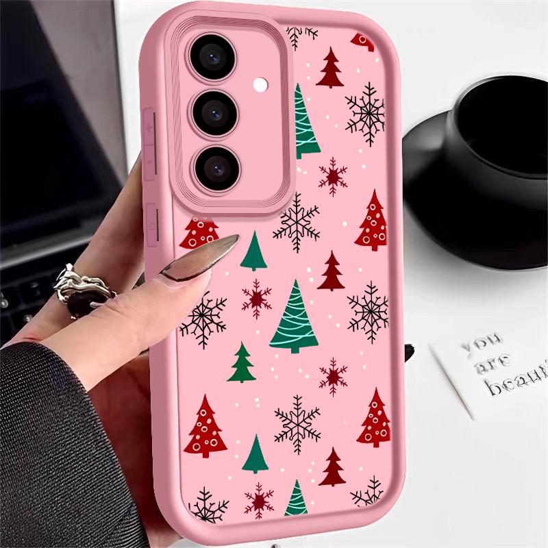For Samsung Galaxy S25 Edge S24 Ultra S23 S22 Plus S21 FE A16 A26 A17 A35 A36 A54 A55 A56 5G Capa Christmas Tree Snowflake Case