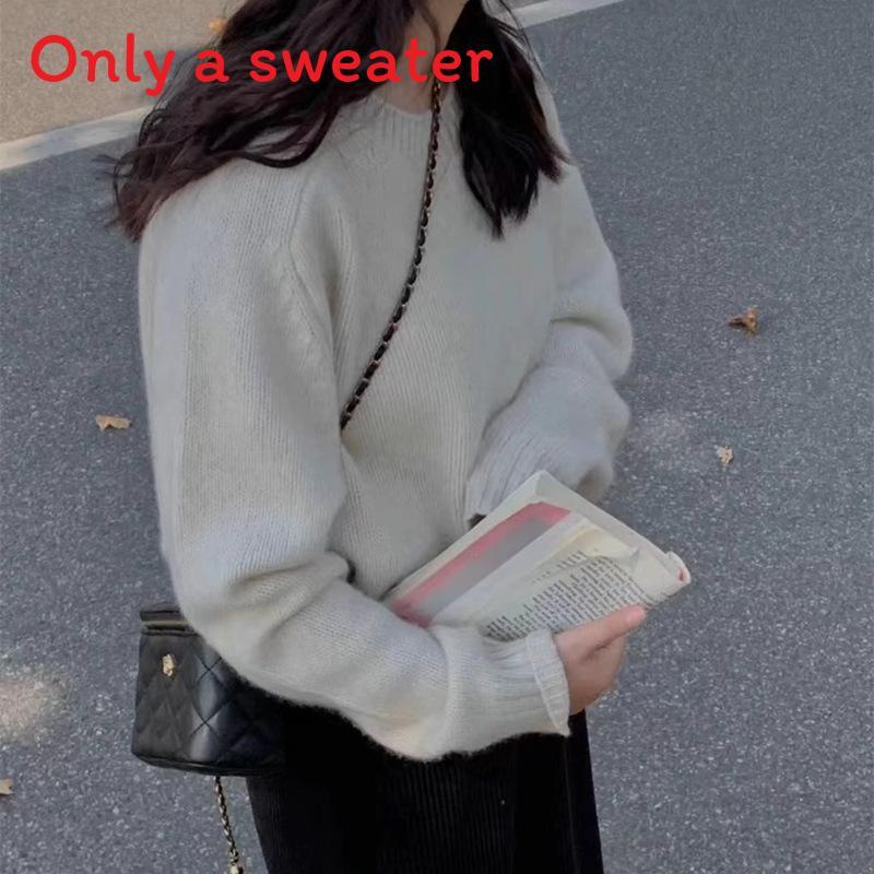 Fauler Strickpullover für Damen mit einfarbigem Design für die Herbstkälte