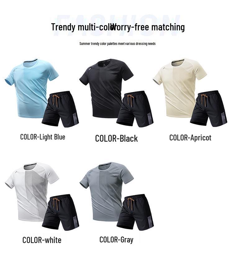 Men's 2026 Quick-Dry Sports Set: Ice Silk Short Sleeve T-Shirt & Shorts
