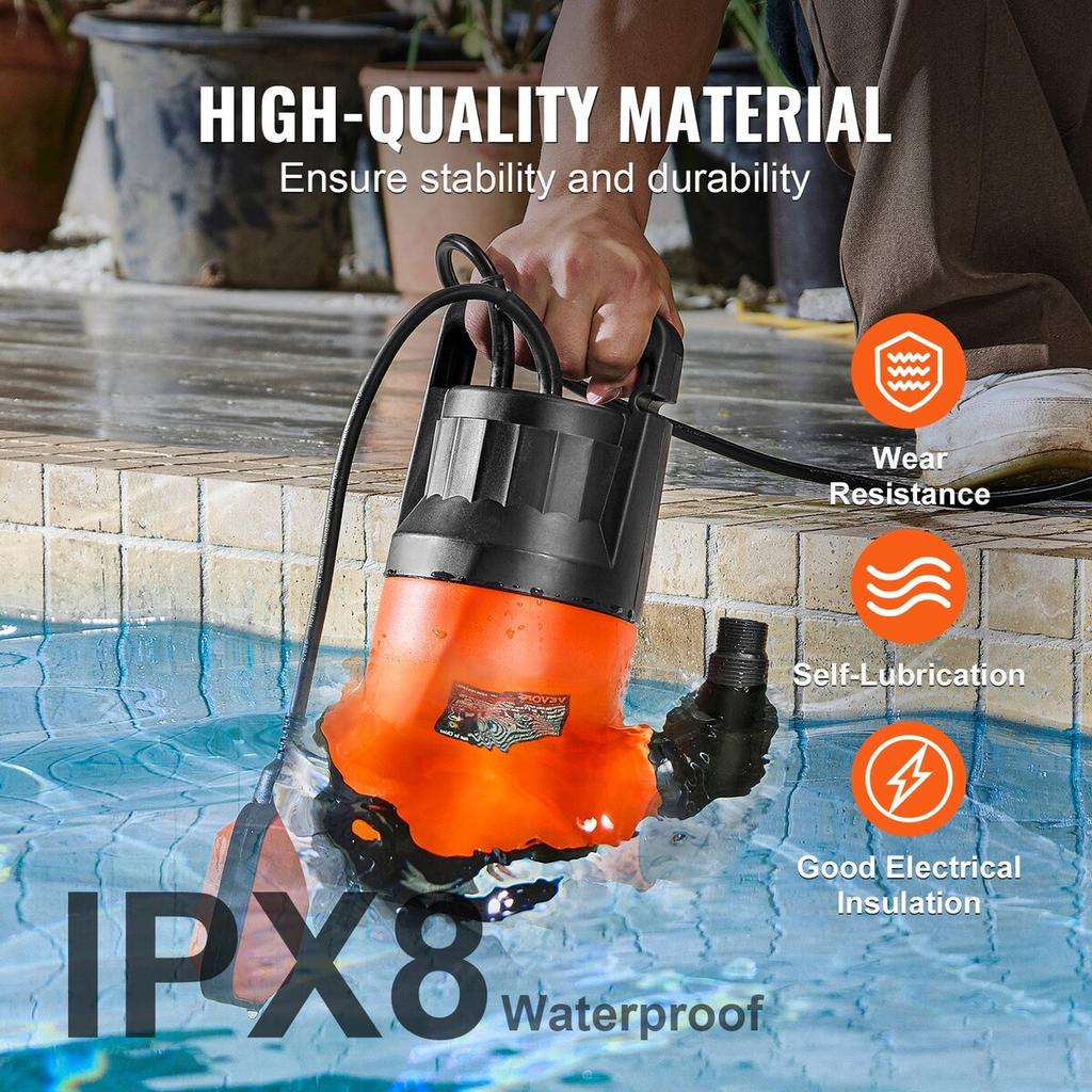 Submersible Utility Pump Sump Pump 400W 2510 GPH 26 Ft Head Water Pump