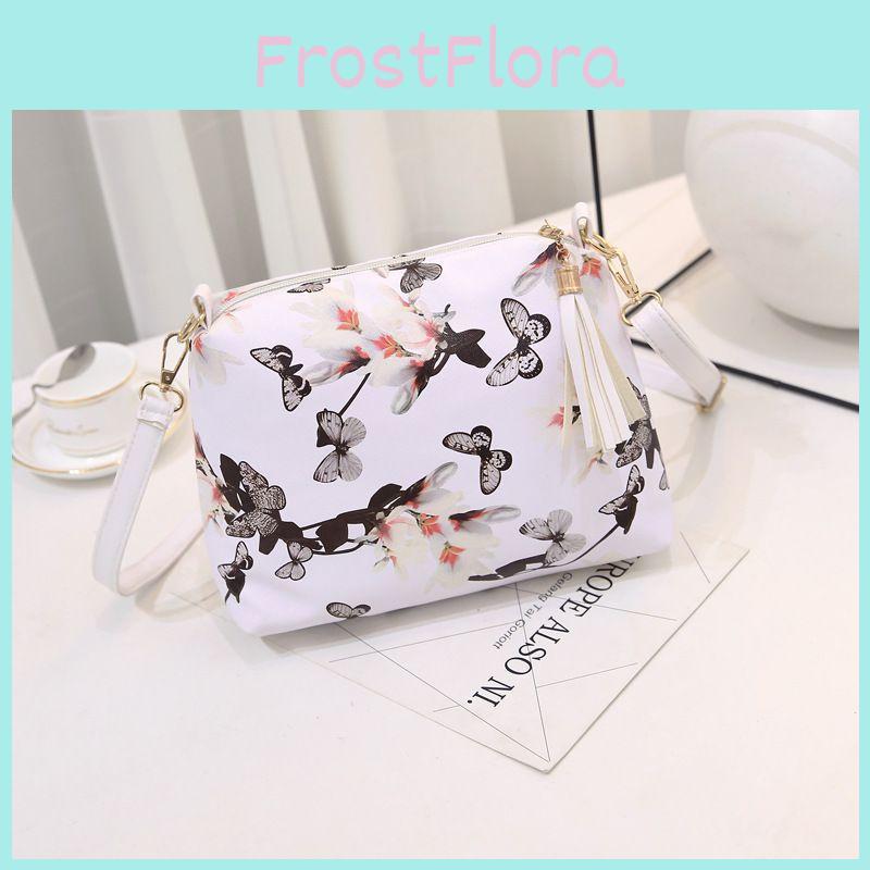 Stylish Ladies Shoulder Bag With Flower Print Durable Nylon Lining Neutral Gender