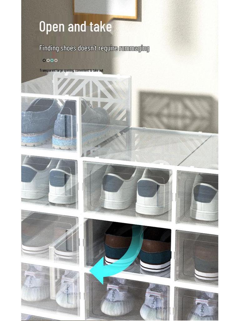 Double-Layer Dustproof Transparent Shoe Storage Box - Large Capacity Dormitory Shoe Rack