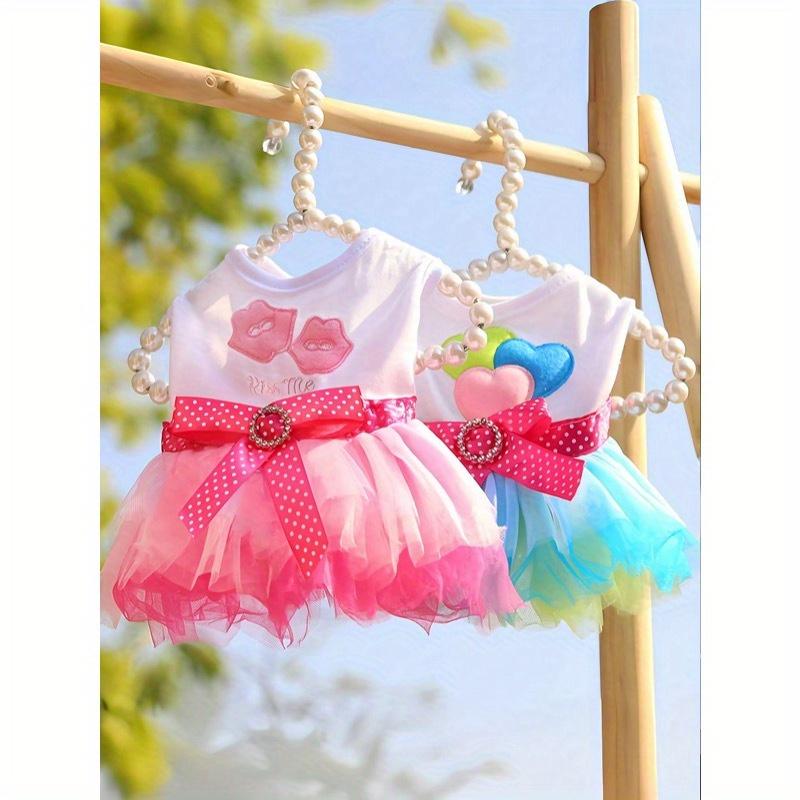 Cute Ballet Tutu Skirt Dress Suitable For Small To Medium Dogs - Heart & Lip Print, Soft Polyester Pet Clothing, Perfect For Parties & Special