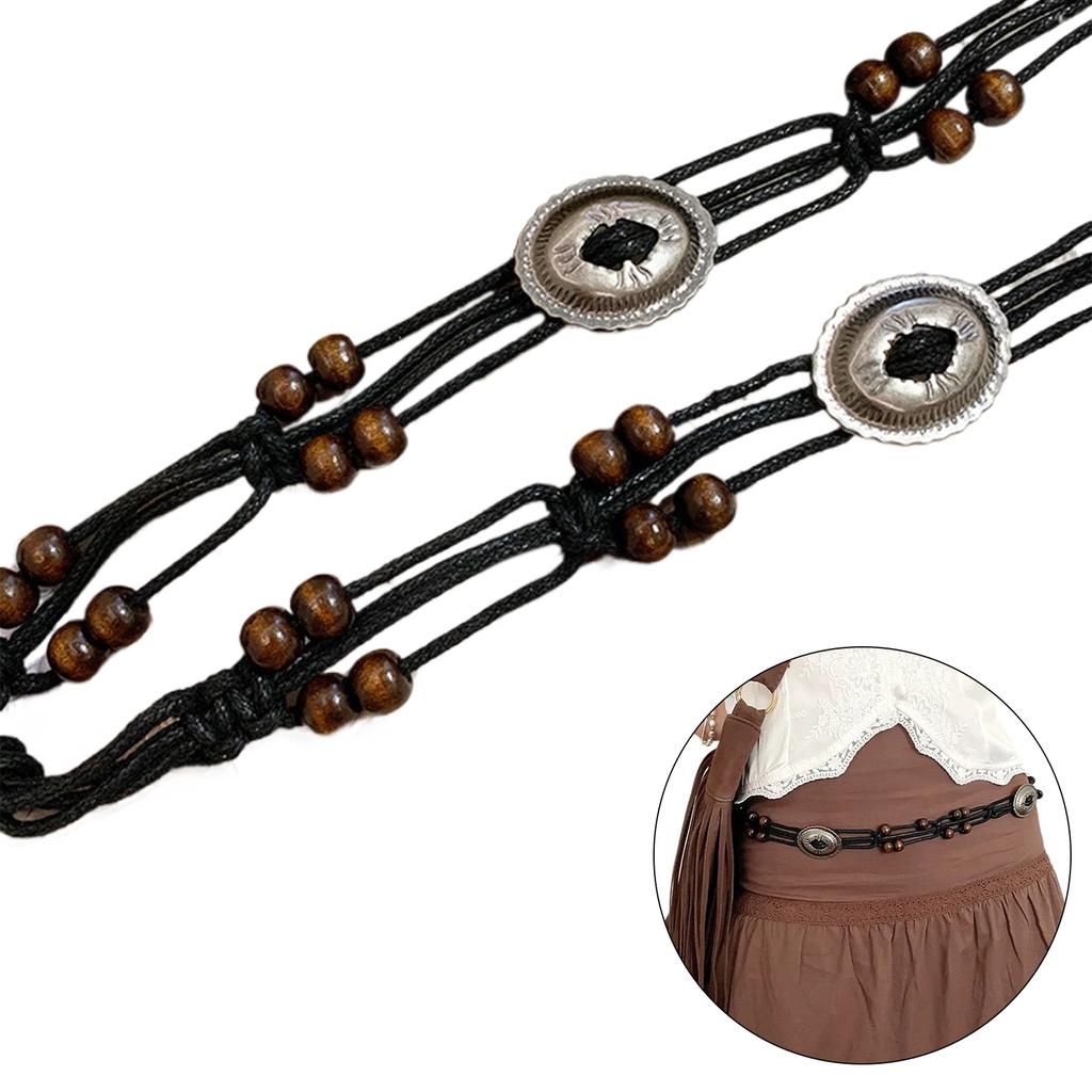 Lady Bohemian Waist Belt Delicate Beads Decors Braided Waist Chain for Banquets Dress Women Beach Getaways Waist Rope