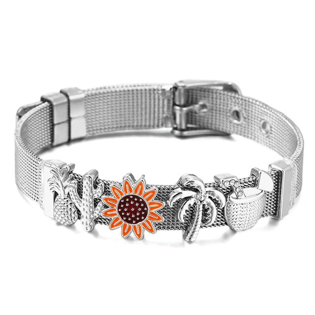 Fashion Stainless Steel Mesh Bracelets For Women Girls Original Charm Watch Belt Bracelet Angel Beads Bangle Gift